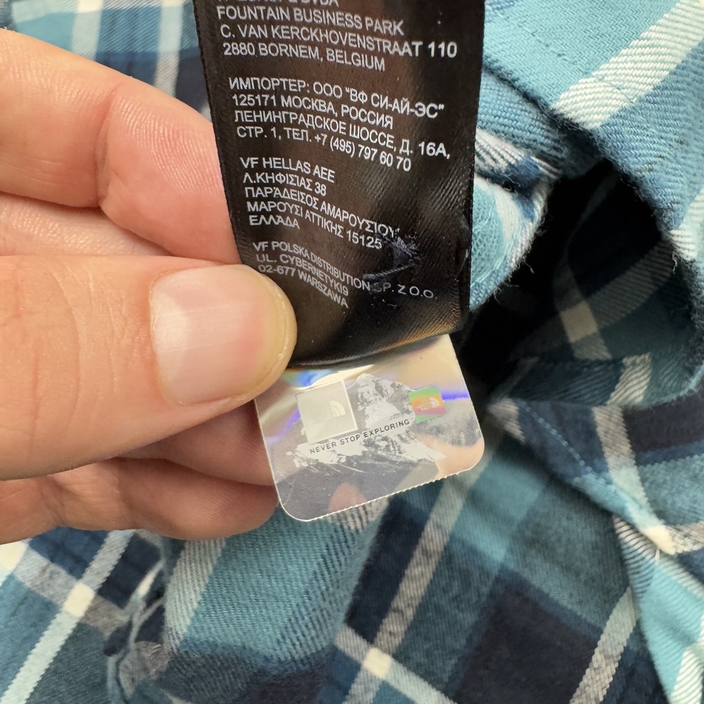 The North Face Button Down Shirt Mens XL Blue Plaid Long Sleeve Cotton NF0A5A8J - Picture 11 of 11